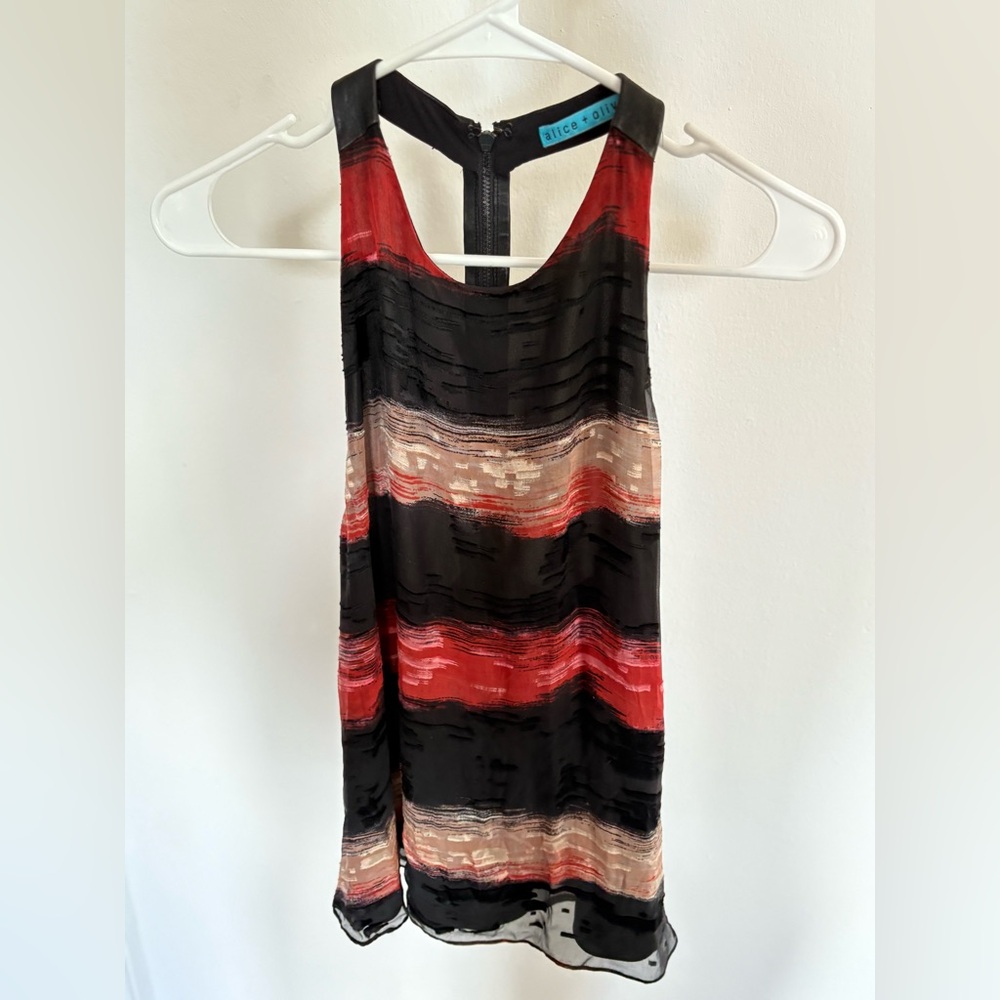 Alice + Olivia T-Back Leather Top
